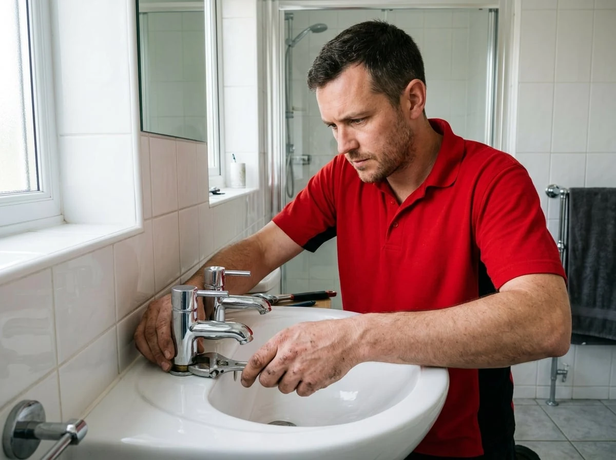 Finchley Plumbers 247 engineer fitting a new bathroom in Finchley